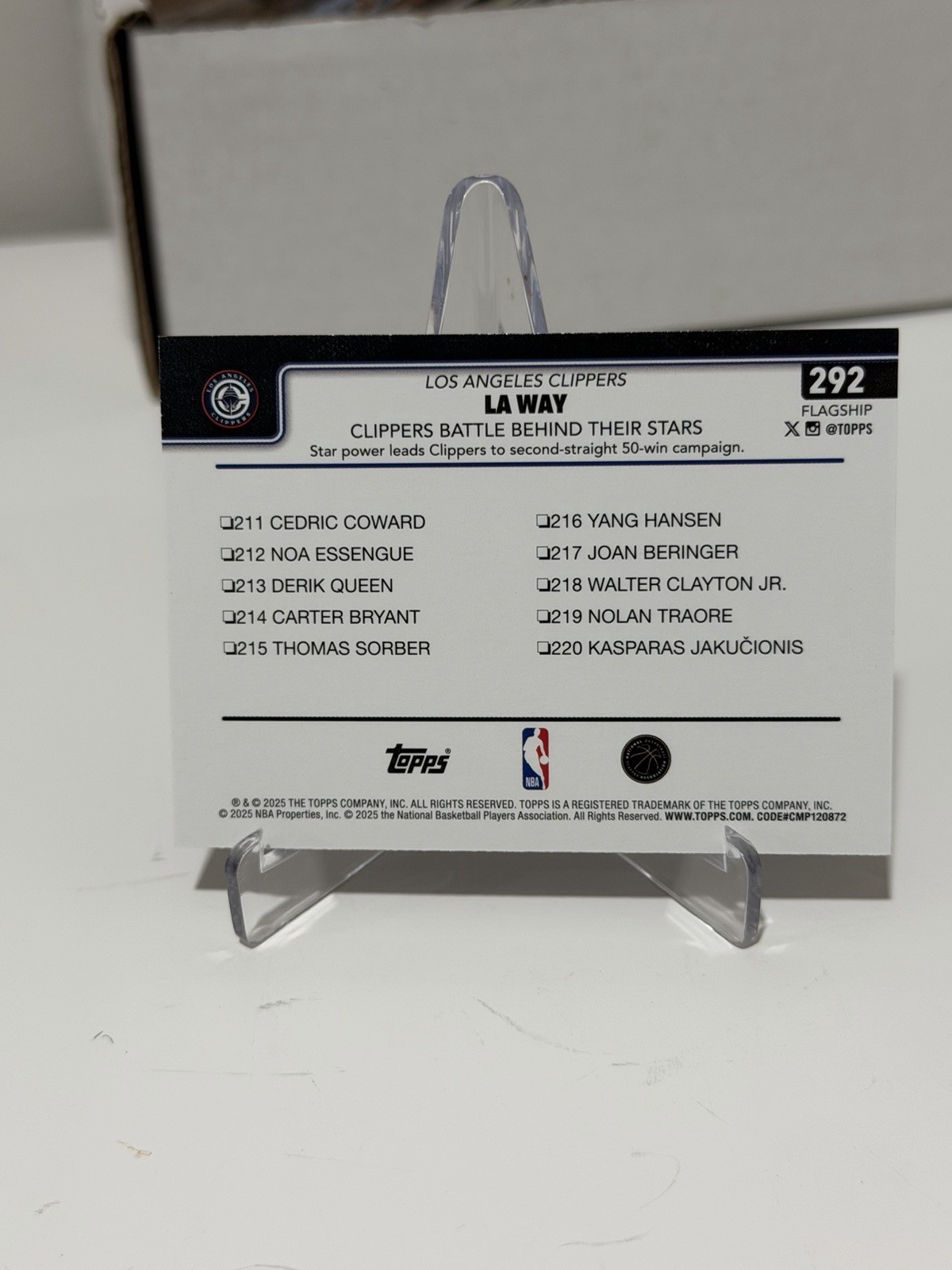 2025-26 Topps LA Way Clippers Battle Behind Stars Team Logo Color Border #292