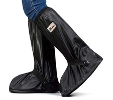 Black Waterproof Shoes Cover with Reflector, Reusable and Foldable Snow Rain ...