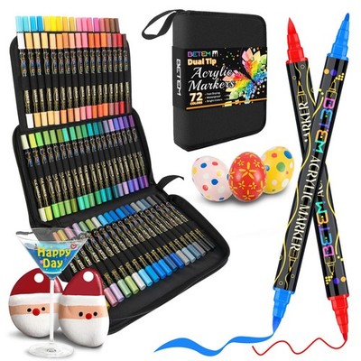 Betem Paint Markers Acrylic Paint Pens, Dual Tip 72 Colors Acrylic Markers wi...
