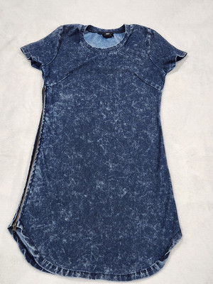 Rue 21 Denim Wash Dress Side Zipper Slit Stretchy Medium