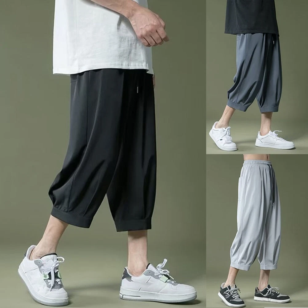 Men's Quick Drying Casual Trousers with Elastic Waistband and Breathable Design