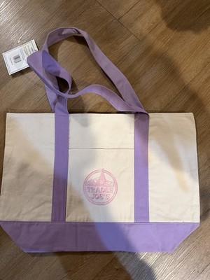 Trader Joes LARGE Lavender Purple Canvas Tote Bag 2026 Viral Drop Rare FAST SHIP