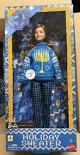 Barbie Signature Ugly Holiday Sweater Blue LightUp Hanukkah Menorah 26 In Hand