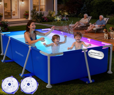 Above Ground Pool,2026 Frame Deep Swimming Pool with Pool Lights,Rectangle Famil