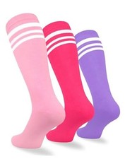 3 Pack Kids Soccer 3-6 Years 3 Pairs Purple/White, Hot Pink/White, Pink/White