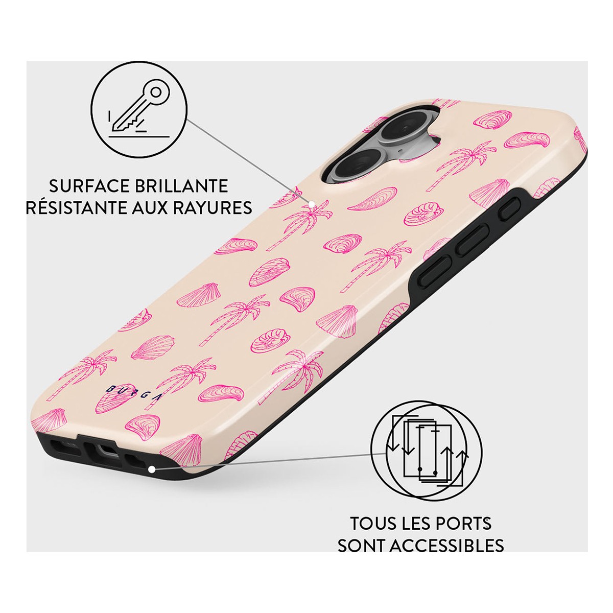 Coque iPhone 16 Plus Burga Beach Please antichoc double couche design sable