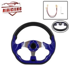 Universal Racing Sports Steering Wheel Blue Stripe D Shape 12.5 320mm 6 Bolts