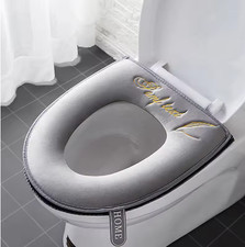 Toilet Seat Cover Soft Thicker Warmer Stretchable Washable Cushion Mat Bathroom