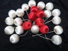 23 Satin Spun Silk Sheen Christmas Mini Balls Picks Ornaments Styro 1.25" D5097