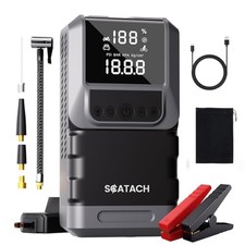 Jump Starter with Air Compressor, 6000A 150PSI Tire Inflator black