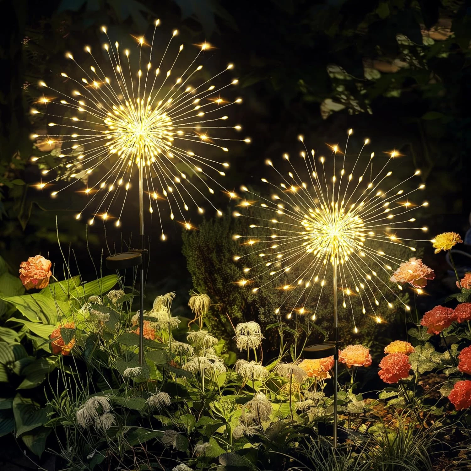 Solar Garden Lights 120 LED Outdoor Yard Pathway Patio Warm White (2 Pack)