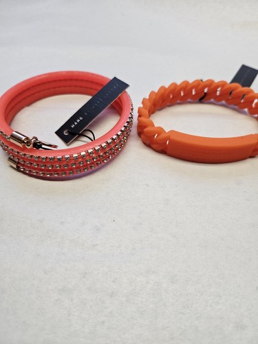 Marc by Marc Jacobs 2pc Stackable Orange Chain & Rhinestone Bangle Bracelets