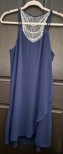 Womens Sleeveless Dress Maurices M Navy Blue With Ivory Embroidery Back