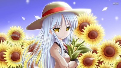Anime girls angel beats tachibana kanade sunflowers Custom Gaming Mat Desk