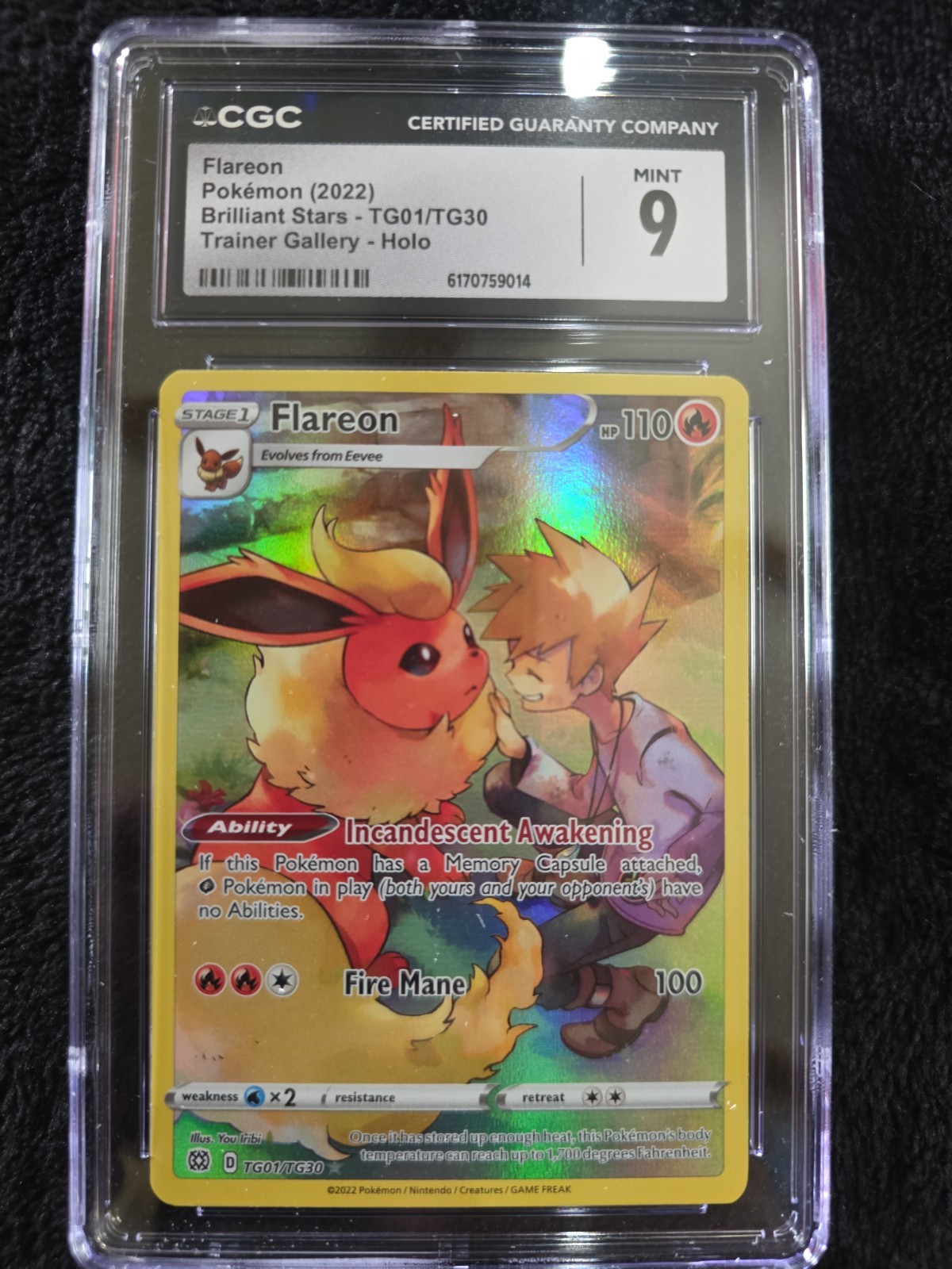 Flareon Pokemon Trainer Gallery Brilliant Stars TG01/TG30 CGC 9 2022