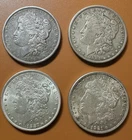 Morgan Silver Dollars, Lot of 4 ( FV$4.00 ), 90% Silver, 1884 -1921