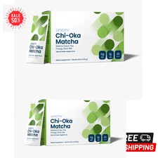 2 Boxes Unicity Chi-Oka Matcha Green Tea Energy Drink 30 Sticks Each Apple
