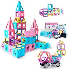 MAGBLOCK 102 Pieces Magnetic Tiles Toys for 3 4 5 Year Old Girls Bo... Fast Ship