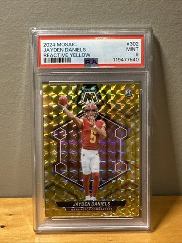 2024 Panini Mosaic Jayden Daniels JD5! #302 Reactive Yellow PSA 9