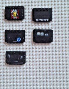 LEGO DREIFACH GENEIGTER KEIL AUTO MOTORHAUBE 4x6x2/3 SCHWARZ BEDRUCKT LOGO auswählen