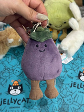 Jellycat Vivacious Vegetable Aubergine Eggplant Plush Bag Charm Keychain NWT