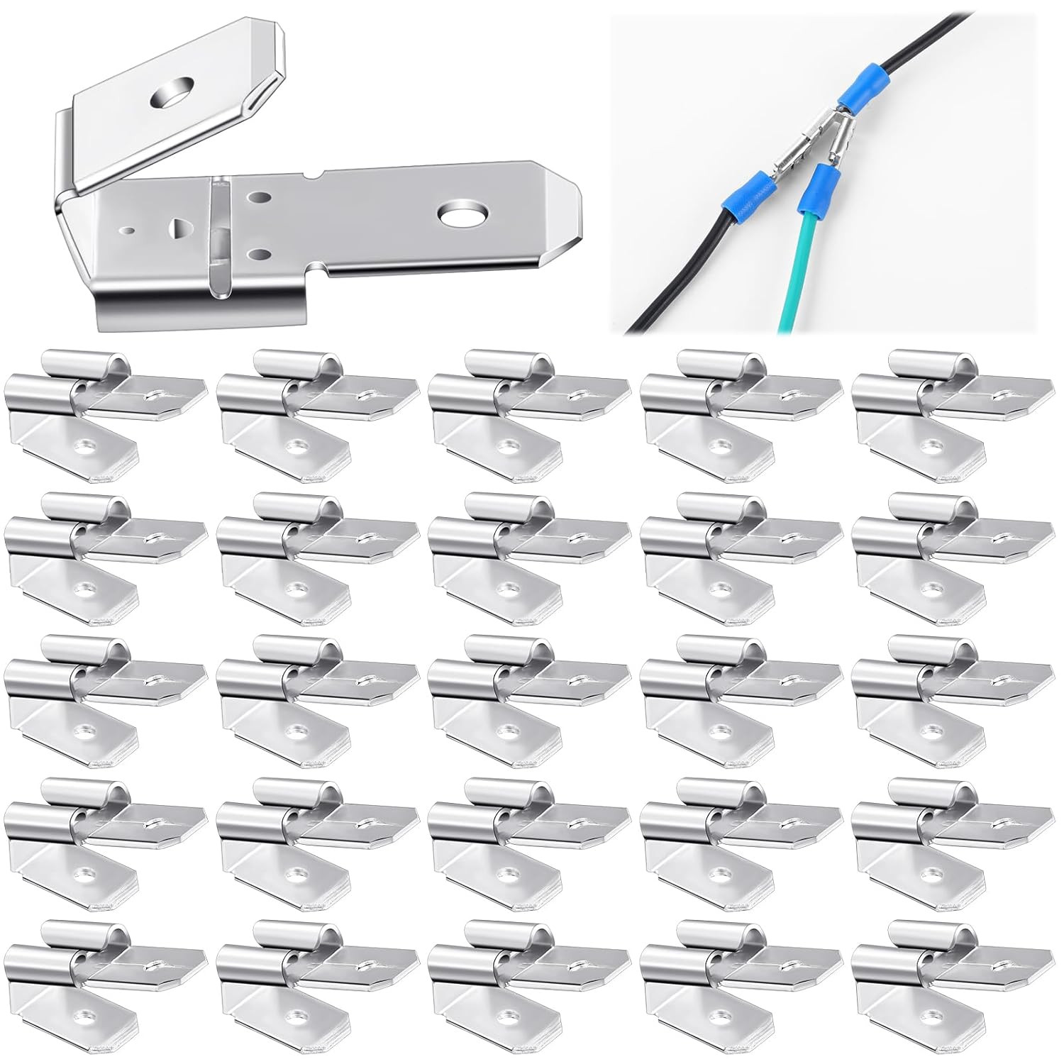 25 Pcs Double Piggyback Spade Connectors, Electrical Double Male Female Adapter,