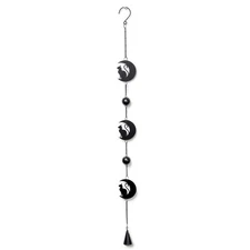 Shades of Gothic Black Cat and Moon Wind Chime Hanging Decoration