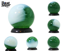 5/8" Akro Agate Patch Marble Green Translucent Base White NM