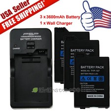 3.6V 3600mAh Battery Pack  Wall Charger for PSP 2000 2001 2006 3000 3003 Slim
