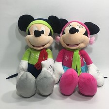 Disney Mickey Minnie Holiday Christmas Plush Snowflakes Stuffed Animal Toy 17"