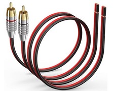 2 Pack 14AWG Speaker Wire to RCA Adapter Cable 1 Ft for Speakers and TV