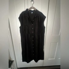 Old Navy Black Tie Waist Button Down Sleeveless Dress Women's Size Large