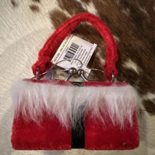 Vintage NWT 2012 HL Dress for Success Themed Ornament Santa Velvet Clasped Bag