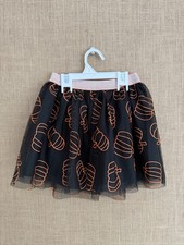 Cat Jack Girls Black Orange Tulle Pumpkin Halloween Skirt Size A 6/6X