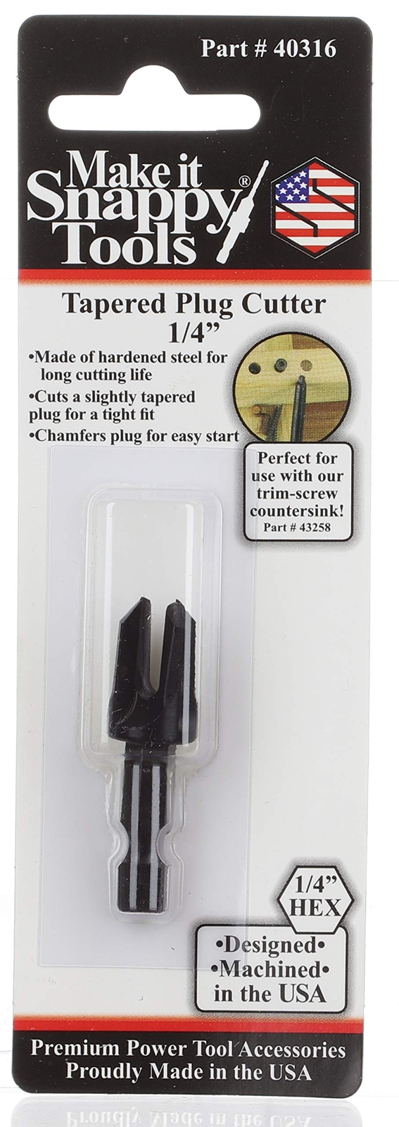 Make it Snappy Tools 1/4 Inch Tapered Plug Cutter 1/4 Inch Quick Change Shank...