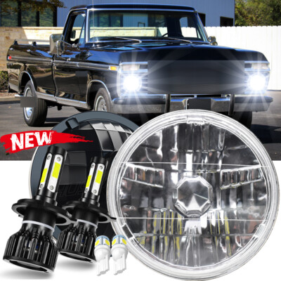 2X 7'' Inch Round LED Headlights Hi/Lo Beam Lamp for Ford Mustang F 150 F 100