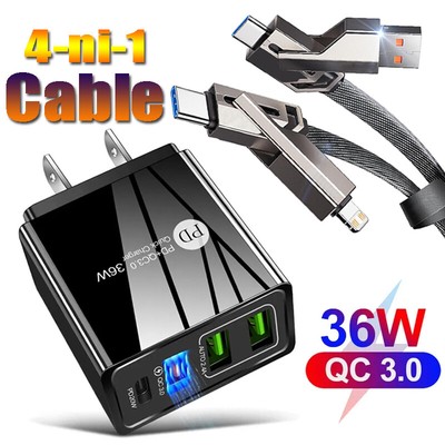 36W Fast Charger 4 in 1 Charging USB Cable For Nothing Phone (2a) (2) 1