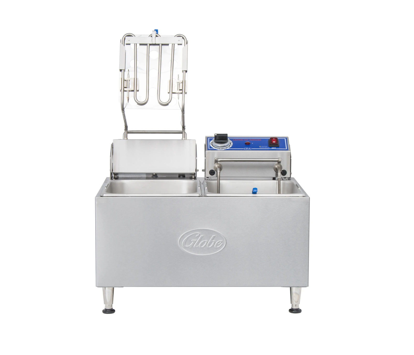 Globe PF32E 32lb Stainless Steel Electric Counter-top Fryer - Dual Tank
