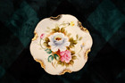 Porcelien 7-3/4" Hand Painted by SHAFFORD #721 "Kasimir Rose"Gold trim Scalloped — photo 2