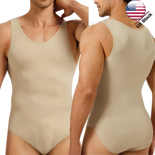 Mens Leotard Slimming Shapewear Bodysuit Full Body Shaper Waist Trainer Workout - Picture 1 of 32