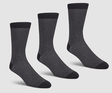 Cole Haan Men's Black 3-Pair Pack Knit Logo Piqu  Texture Crew Socks Shoe 7-12