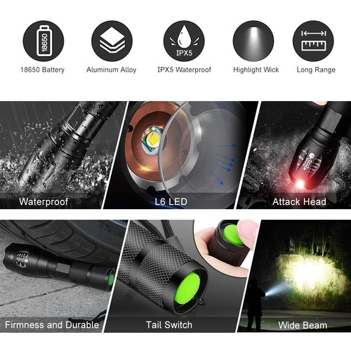 Linterna LED 2 en 1 en equipo de supervivencia - 90000 lúmenes zoom en resistente al agua - Imagen 12 de 12