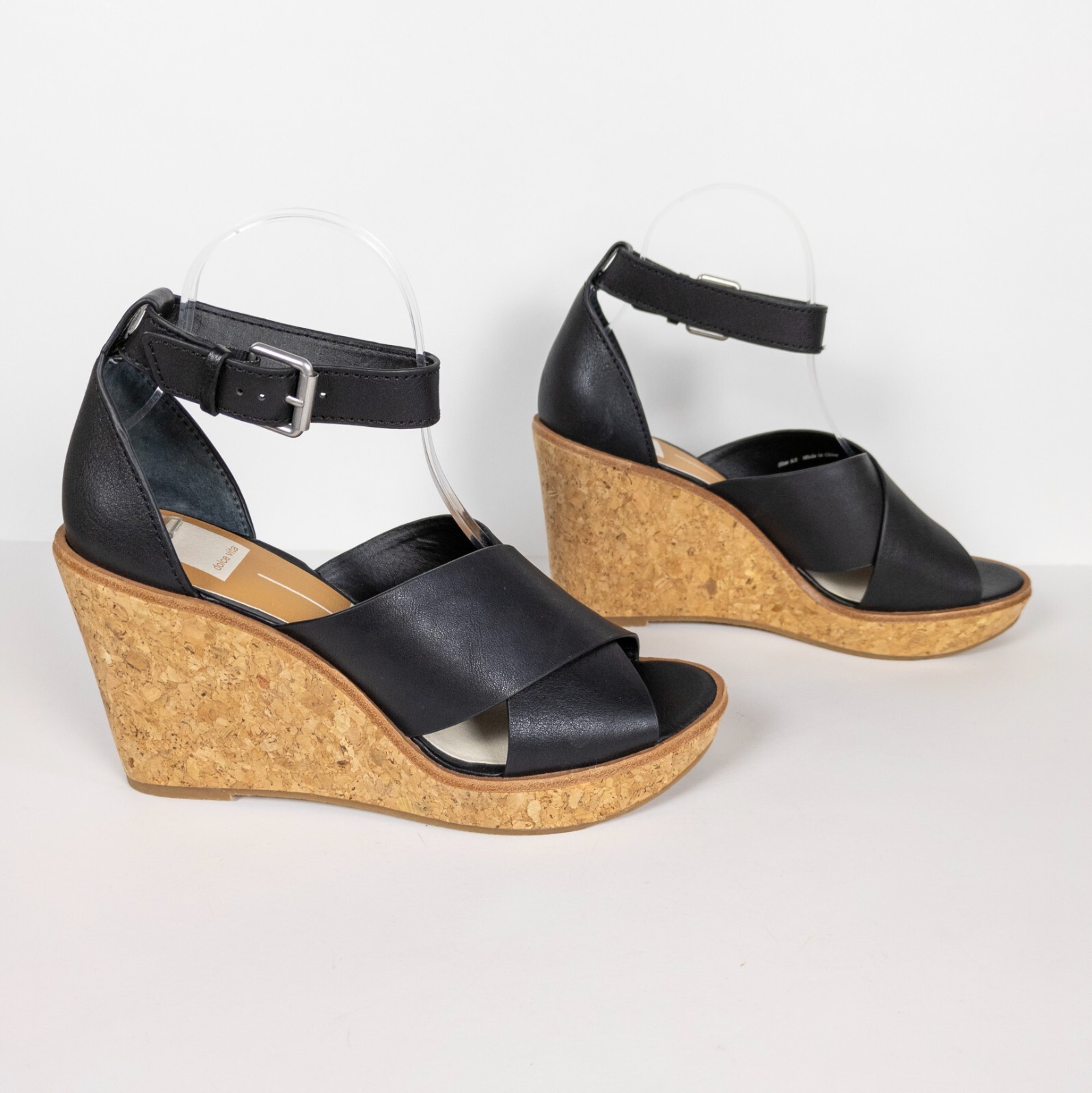 APL DOLCE VITA Sandali donna neri in pelle sughero urbano con zeppa e tacco 9 5