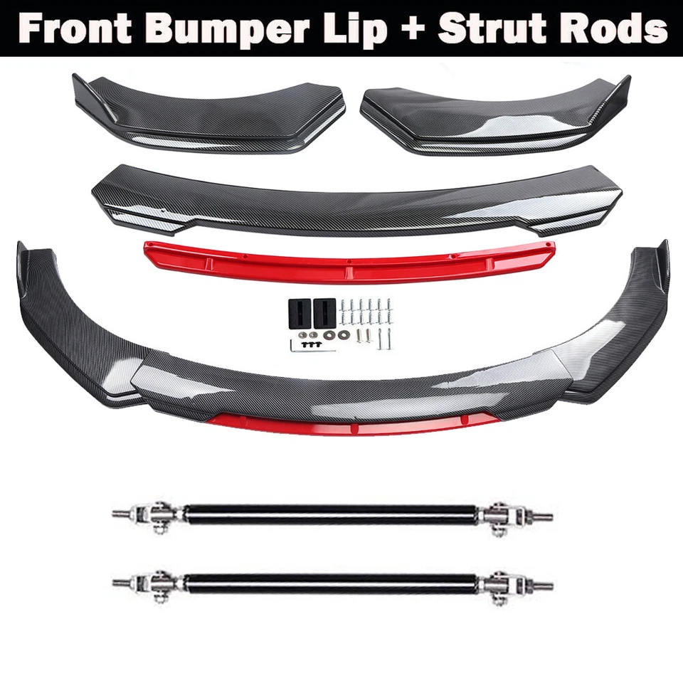 For Pontiac Vibe 2003-2010 Front Bumper Lip Splitter Carbon Style + Strut Rods Foto 2 de 4