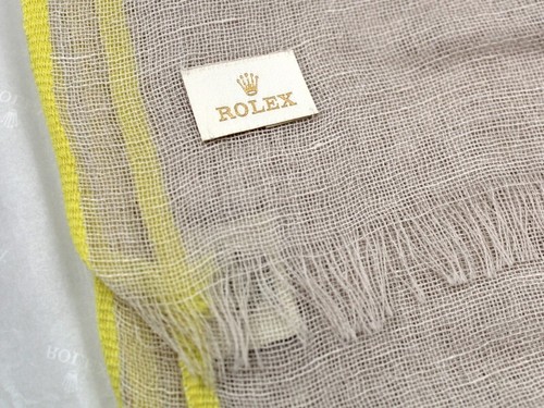 Foulard Rolex Lino e Cashmere Beige Giallo Luxury Donna Autentico Ottima Qualità - Imagen 3 de 5