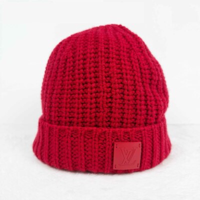 Louis Vuitton Knit Head Hat Cashmere Red Men's Winter Beanie