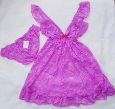 Betsey Johnson Purple Laced Nighty  Panties Set NWT Size Small