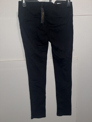 Labijou High Waist Pants Dual Front Zippers No Belt Womens Black