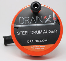 DRAINX Steel Drum Auger Plumbing Drain Snake with 25-Ft Sewer Line Cleaner