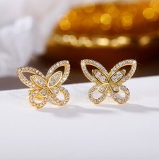 18K Gold Plated Butterfly Stud Earrings for Women,Gold Butterfly Earrings,Gifts